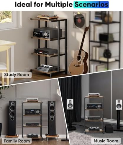 4-tier wooden media stand, av media stand corner, package contents