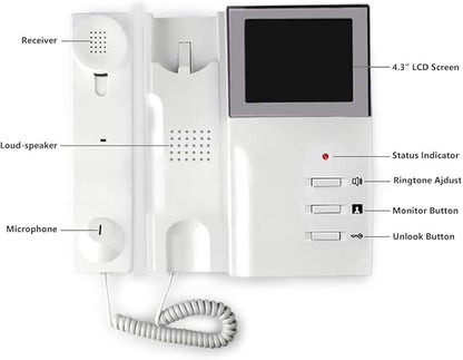 AMOCAM Video Door Phone System, 4.3 Inches Clear LCD Monitor Wired Video - Image 4