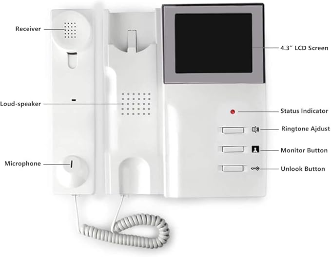 AMOCAM Wired Video Intercom Doorbell System 4.3 Inches HD LCD 2- Monitor Video - Image 4