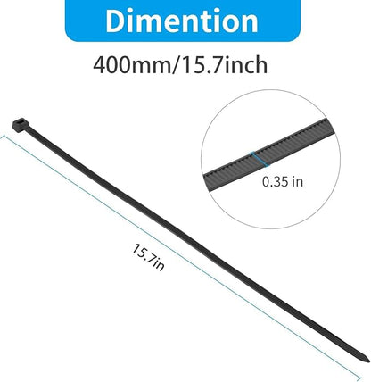 XINGO 16 Inch Black Large Zip Ties Heavy Duty 500 Pack, 200 LBS Ultra Strong - Image 2