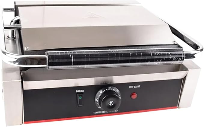 Commercial Panini Press With Grooved Grill Sandwich Maker Machine Electric - Image 5