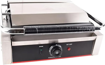 Commercial Panini Press With Grooved Grill Sandwich Maker Machine Electric - Image 5