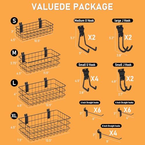 incly 30pcs slatwall accessories set with 4 baskets shown in use