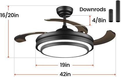 42 Inch Black Modern Ceiling Fan - Image 2