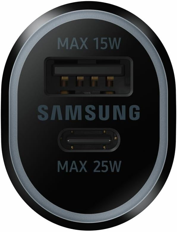 samsung galaxy official car charger, 40w, black, close-up detail