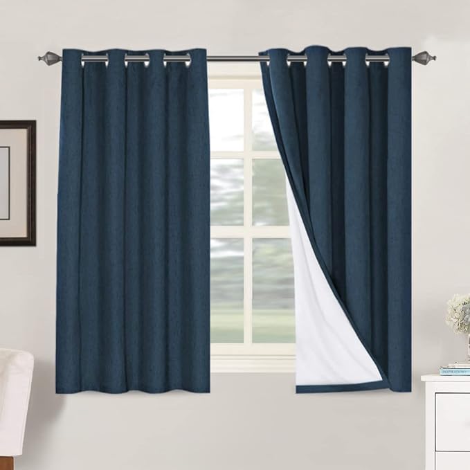 H.VERSAILTEX Linen Blackout Curtains 54 Inches Long 100% Absolutely Blackout by HVERSAILTEX