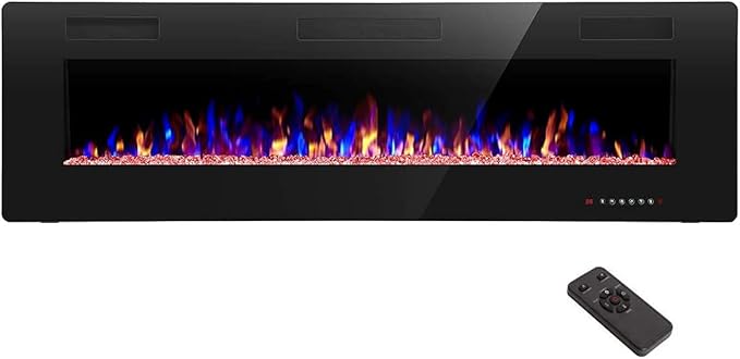 R.W.FLAME 68 inch Recessed and Wall Mounted Electric Fireplace, Ultra Thin and by RWFLAME