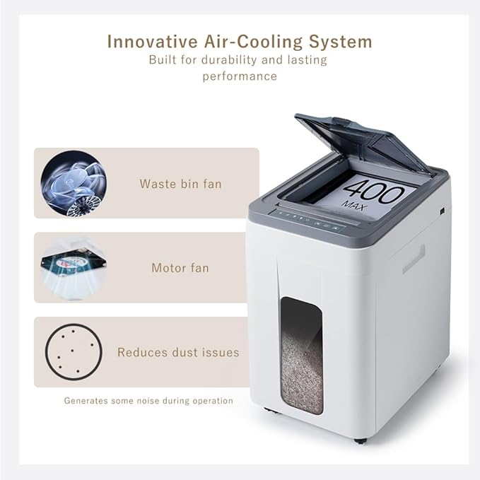 Heavy Duty Paper Shredder: 400 Sheets Auto Feed - Image 3