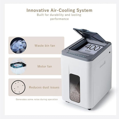 Heavy Duty Paper Shredder: 400 Sheets Auto Feed - Image 3