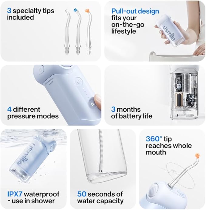 usmile C10 Portable Water Flosser – Travel-Friendly, 95-Day Battery, 4 Modes - Image 5