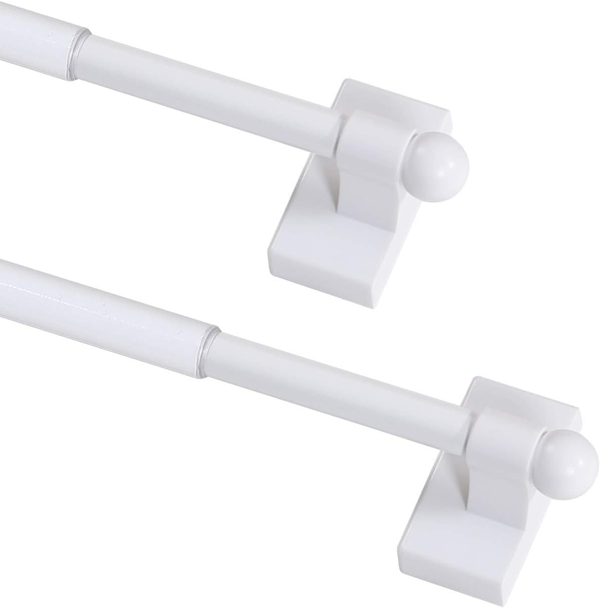 Magnetic Curtain Rods, 2 Pack, 1/2 Inch Diameter, White | For Metal Doors, Multi-Use, Small Windows, Cafe Sidelight, Iron Steel Places, Tool Free, Adjust from 16 to 28 Inch