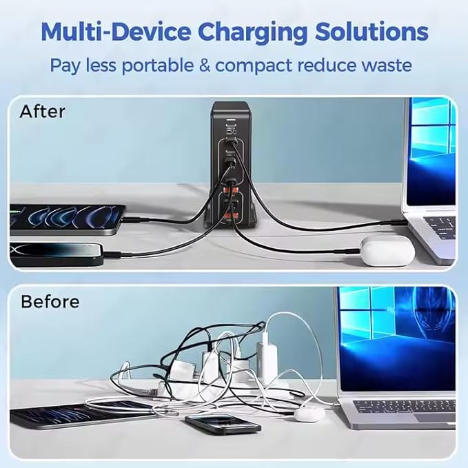 268W GaN USB Type C Charger 8 Ports Fast Charging Station PD QC4.0, USB C - Image 3