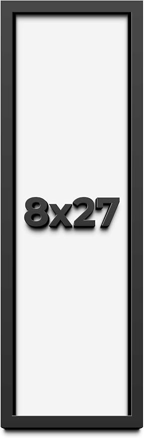 8x27 Shadow Box Frame Black | 1 Inch Deep Solid Wood Shadowbox Display Frame | by CustomPictureFrames
