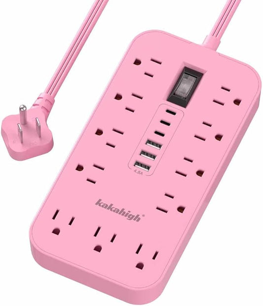 Pink Extension Cord with Multiple Outlets- 5 FT Kawaii Power Strip, Cute by YourBetterchoice