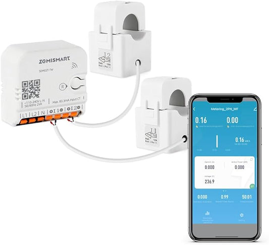 Smart Home Energy Monitor with 2 x 120A CTs, Live Electricity Usage Tracking by Blindsmart