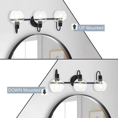 WINSHEN Modern 3-Lights Black Vanity Light Fixtures Farmhouse Metal Bathroom - Image 3