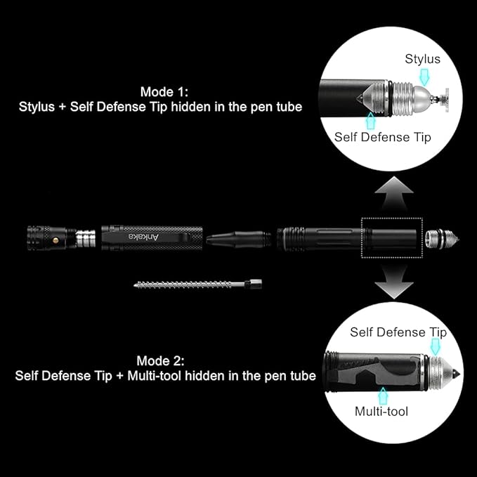 The Most Loaded 7-in-1 Tactical Pen: Solves Others Weaknesses, Self Defense Tip - Image 6