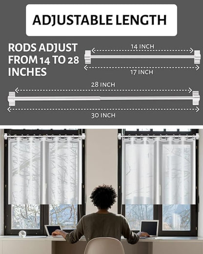 Magnetic Curtain Rod, Adjustable Magnetic Curtain Rod - White - 1 Pack | Adjustable Length 14" to 28", Easy Installation, No Drill Curtain Rod, Multi Use - For Metal Doors, Windows & Appliances