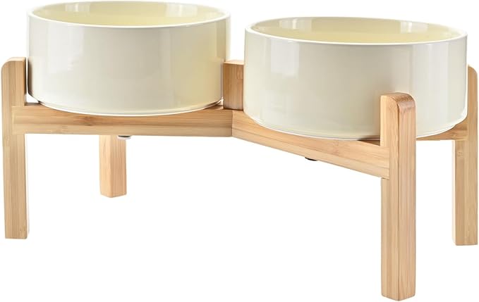 SPUNKYJUNKY Elevated Dog Bowls Ceramic, 7.3'' Dogs Food Water Bowls Raised - 42 by SPUNKYJUNKY