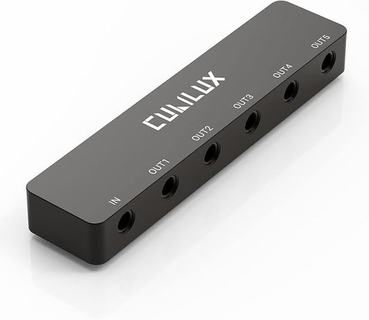Cubilux Professional 5-Way 3.5mm AUX Splitter, Aluminum Case 5-Channel 1/8” by Cubilux