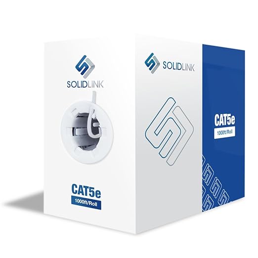 SolidLink CAT5e Ethernet Cable 1000ft – 24AWG Solid CCA UTP Unshielded CAT 5e by SolidLink