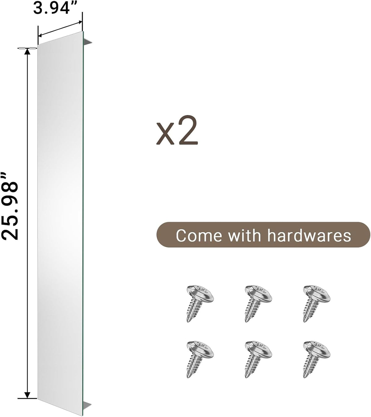 Side Mirrored Kits, 4'' W x 26'' H Decorative Side Mirrors Set of 2 for 26-Inch-Height Beveled Lighted Mirror Cabinet Surface-Mounting-Use Only (for Model-Anglora)