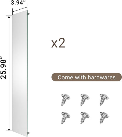 Side Mirrored Kits, 4'' W x 26'' H Decorative Side Mirrors Set of 2 for 26-Inch-Height Beveled Lighted Mirror Cabinet Surface-Mounting-Use Only (for Model-Anglora)