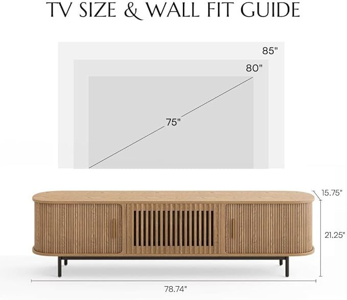 POVISON Fully-Assembled Mid Century Modern TV Stand - Image 5