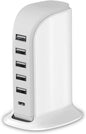 Charging Station for Multiple Devices 40W Upoy, Wall Charger Block 5 USB Ports by TechGadgetsInYourMind