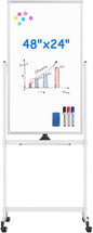 Magnetic Mobile White Board, 48 x 24 Double Sided Dry Erase Board Rolling by Maxtek