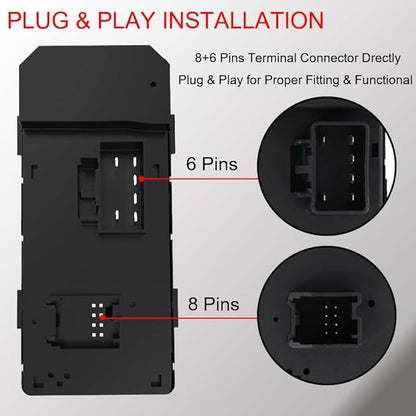 Power Window Master Control Switch Front Left Driver Side fit - Image 3