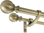 Double Curtain Rods for Window 48-84 Inch, Antique Bronze, Iron, Adjustable, Dual Rod with Round Finials, 1-Inch Front and 5/8 Inch Back, 30 lbs Weight Capacity