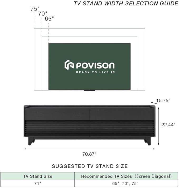 POVISON Fully-Assembled Mid Century Modern TV Stand - Image 5