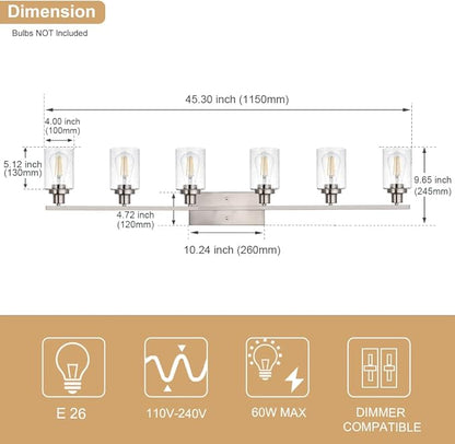 WINSHEN 6-Lights Bathroom Vanity Light Fixtures - Image 4