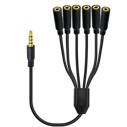 MysRuida 1.6ft 1/8” 3.5mm TRRS Extension Stereo Audio Cable, 1 Male to 6 Female by Unknown