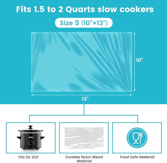 KOOC Slow Cooker Liners 10"x13" 30 count Small Size Disposable Plastic Bags Pot - Image 4