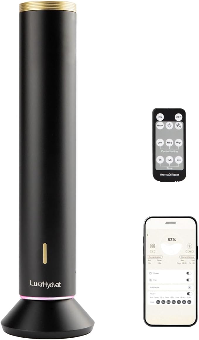 New Upgraded Waterless Scent Oil Nebulizer – Smart App & Remote Control by LUXHYDVAT
