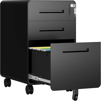 3 Drawer File Cabinet, Fully Assembled Mobile File Cabinets by AFAIF