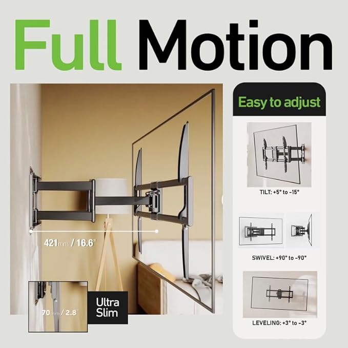 Heavy Duty Dual Arm Articulating Wall Mount Bracket - Image 2