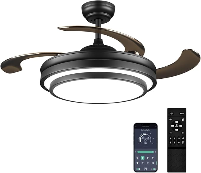 LIGHTIMES 36 Inche Modern Black Ceiling Fan by LIGHTIMES