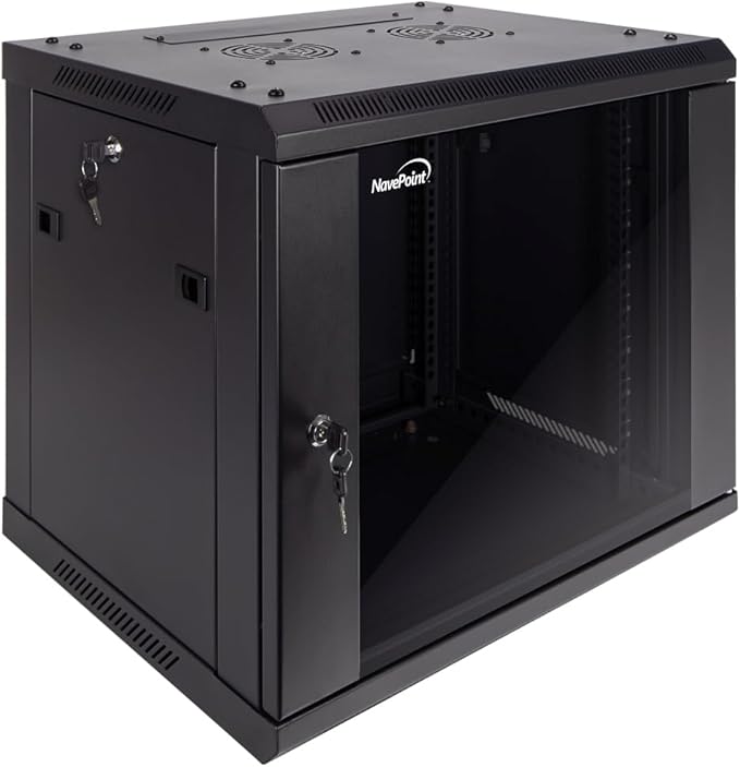 NavePoint 9U Server Cabinet Wall Mount Rack Enclosure Includes 2 Fans, Locking - Image 5