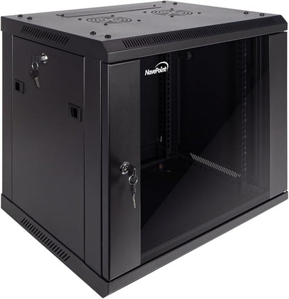 NavePoint 9U Server Cabinet Wall Mount Rack Enclosure Includes 2 Fans, Locking - Image 5
