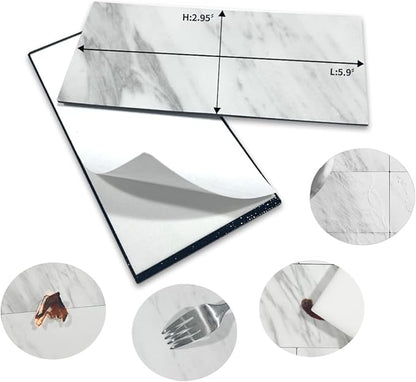 AULIGET 4-Piece White Marble Look Peel and Stick Backsplash Wall Tiles - Image 5