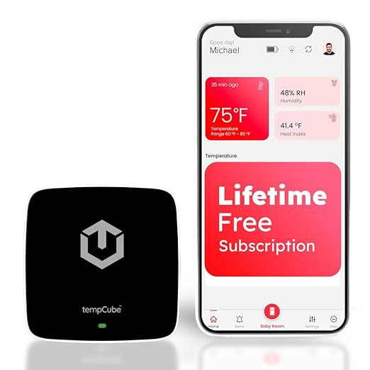 WiFi Temperature & Humidity Sensor | Connects 2.4 GHz – Real-Time 24/7 by tempCube