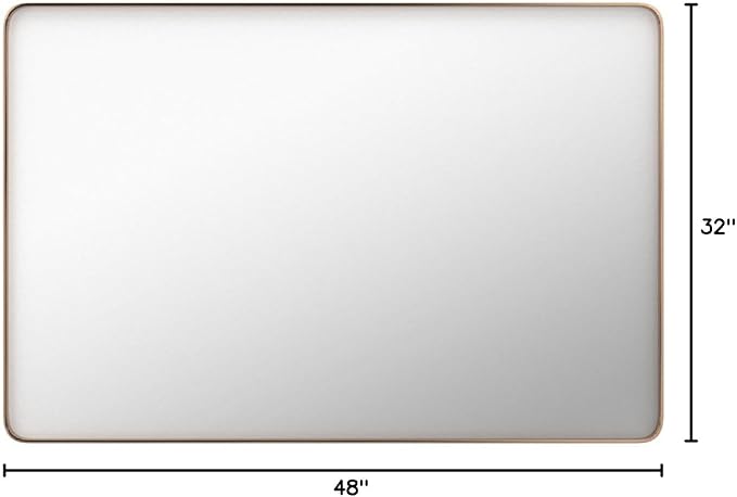 LOAAO 48”X32” Gold Bathroom Mirror, Rounded Rectangle Gold Frame Mirror - Image 9