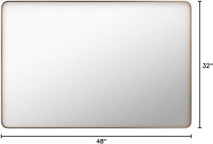 LOAAO 48”X32” Gold Bathroom Mirror, Rounded Rectangle Gold Frame Mirror - Image 9