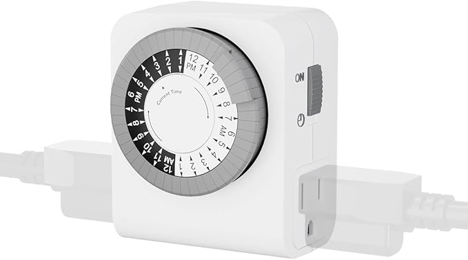 BN-LINK Outlet Timer with 2 Grounded Outlets, Mechanical Light Timer by BN-LINK