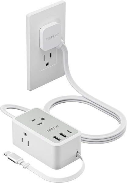TESSAN Small Flat Plug Power Strip by TESSAN