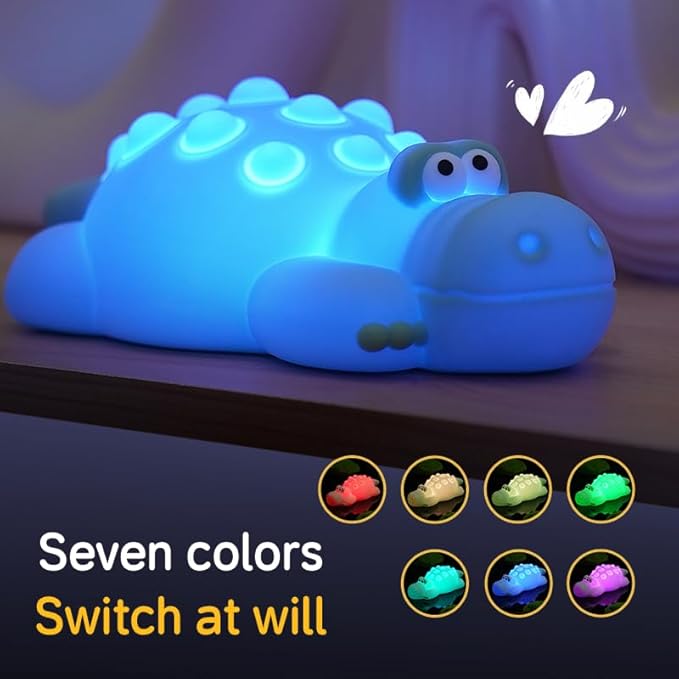 LEDHOLYT Night Light for Kids, Cute Silicone Nursery Crocodile Lamp - Image 2