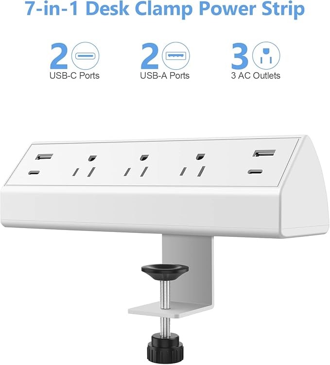 Jgstkcity Desk Clamp Power Strip, 40W Total Fast Charging Station, 2 PD 20W USB - Image 2